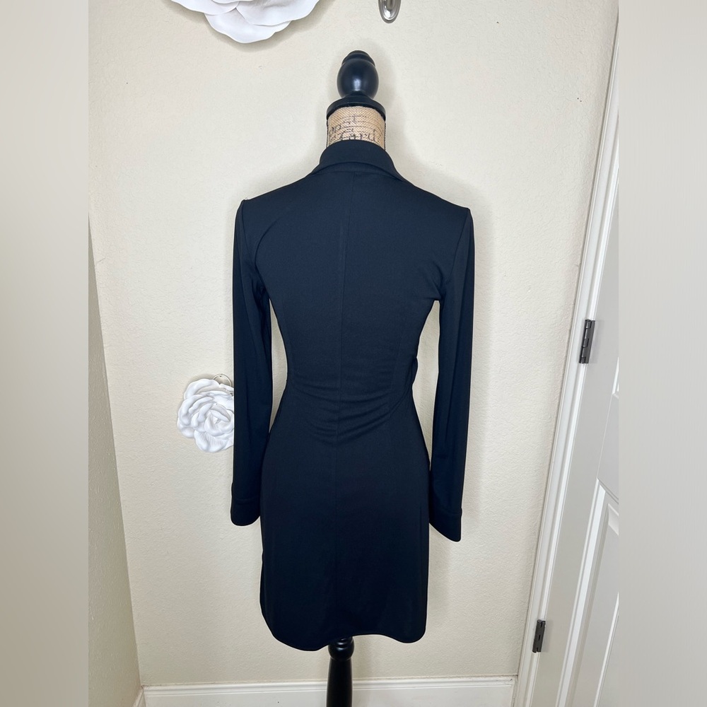 NTM: Express Pullover Wrap Style Tuxedo Look Long Sleeve Black Dress Sz 3/4 - Picture 10 of 14